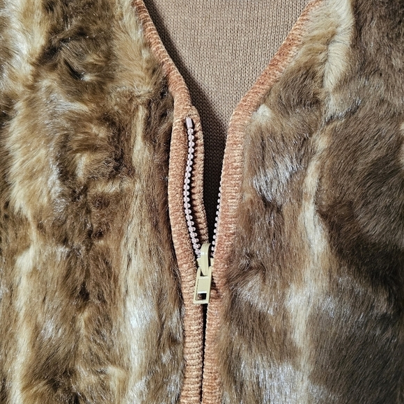 Vintage Victoria Harbour warm boho retro hippie brown faux fur vest Size L - Picture 4 of 5